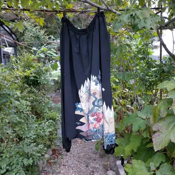 전통 예복 기모노 리메이크 사루엘 팬츠 모란과 새