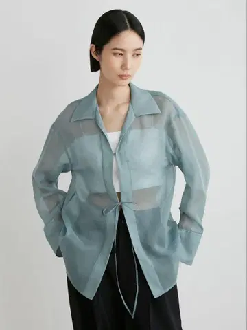 MIESROHE 오픈 카라 시어 SH 그린