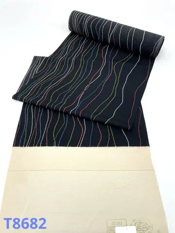코몬 요로케 블랙 베이스 순수 실크 옷감
