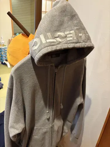 그레이 후드 부착 지퍼 후드티 L 사이즈 HECTIC