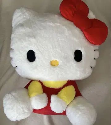 헬로키티 앉은 인형 GJ 빨간 리본 봉제 인형 라우완