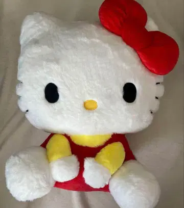 헬로키티 앉은 인형 GJ 빨간 리본 봉제 인형 라우완