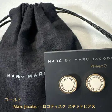 Marc Jacobs 로고 디스크 스터드 귀걸이 골드