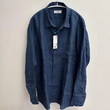 UNIQLO 린넨 다크 블루 XL 긴팔 셔츠