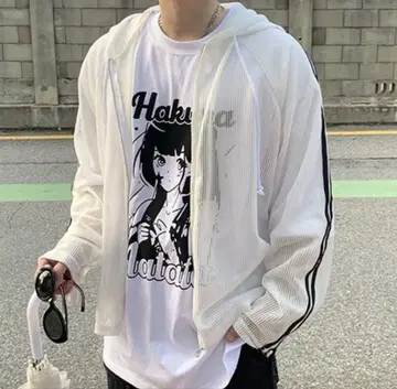 한국 더블 지퍼 메쉬 후드티