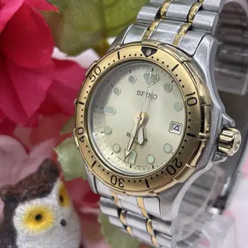 작동품 SEIKO 세이코 스쿠버 다이버 워치 골드