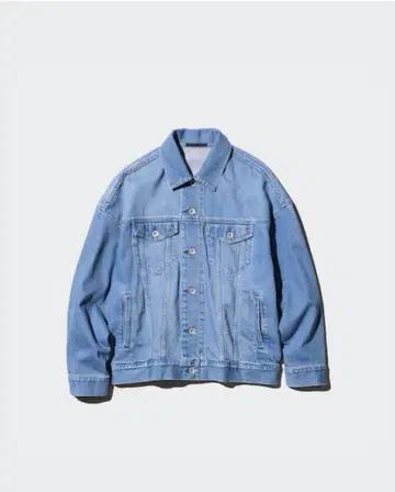 유니클로 데님 오버 사이즈 자켓 64 블루 XL