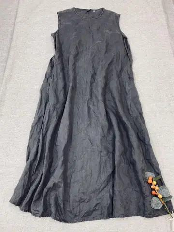 M344 무인양품 린넨 100% 슬리브리스 원피스