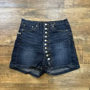 주카 숏 데님 팬츠 버튼
