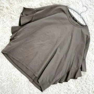 저널 스탠다드 카키 반팔 상의 프릴 소매 여름 돌먼 슬리브 L