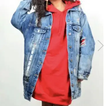babyshoop 크러쉬 롱 기장 데님 자켓