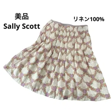 새상품급 Sally Scott 꽃무늬 체크 플레어 스커트 올 패턴 7호