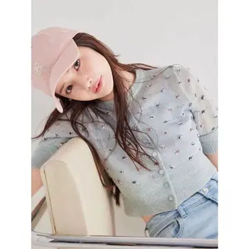 snidel 플라워 라이크 시어 가디건