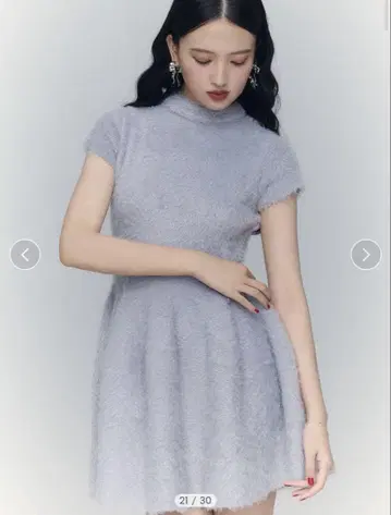 페더얀 플레어 니트 미니 원피스 블루 eimy istoire