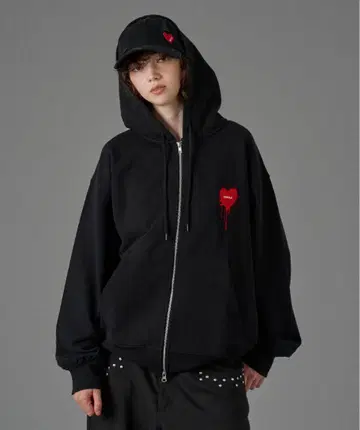 ONCILY 하트 로고 풀 지퍼 후디 M 사이즈
