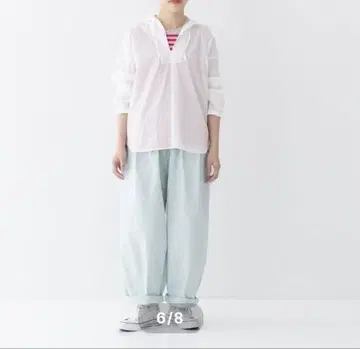 프릿 에어리 코튼 후드 오버 셔츠 화이트 미사용