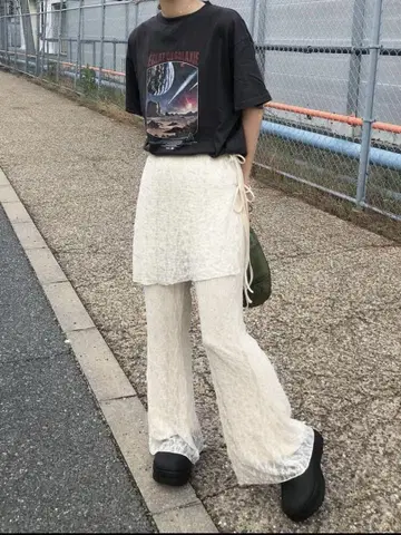 레이스 스커트 레이어드 팬츠