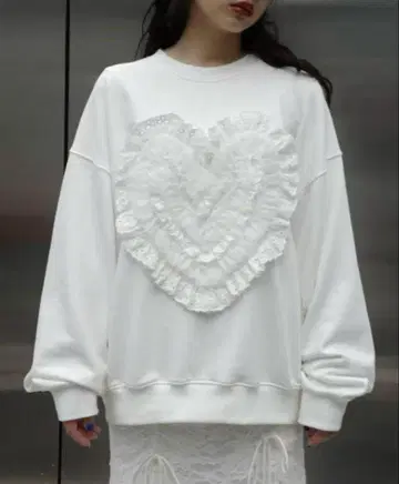 POPPY COTTON LACE HEART SWEATSHIRT