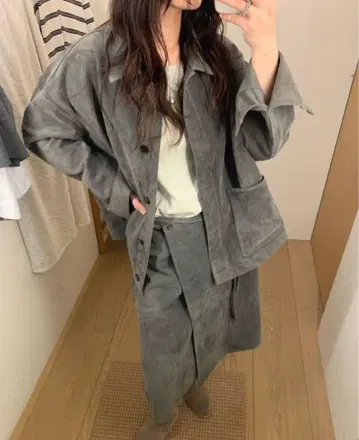 MONOHA 스웨이드 워크 재킷 그레이
