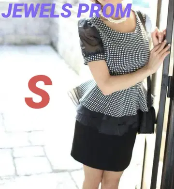 JEWELS PROM 미니 드레스 체크 소매 시스루 타이트 S