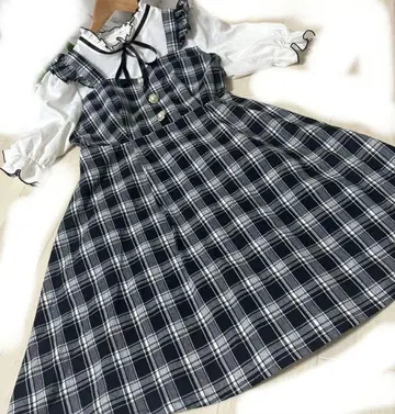 새상품 avail majoretty 체크 원피스 양산형 지뢰계 M 사이즈