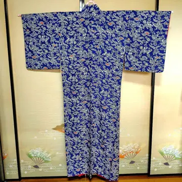 네이비 컬러 꽃무늬 코몬 기모노