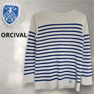 ORCIVAL 오르치발 린넨 코튼 보더 니트 크루넥