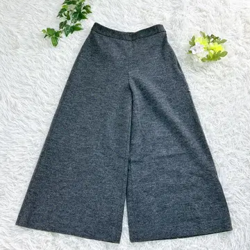 새상품급 [ INED ] 고급 그레이 와이드 팬츠 울 심플 체형 커버