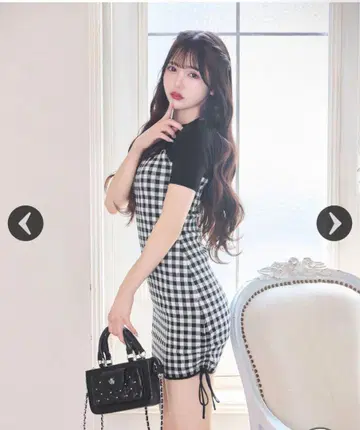 미셸 마카롱 프론트 오픈 리본 미니 원피스