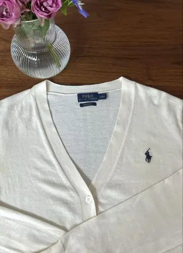 랄프 로렌 스테디셀러 코튼 가디건 크림 아이보리 피마 코튼 S
