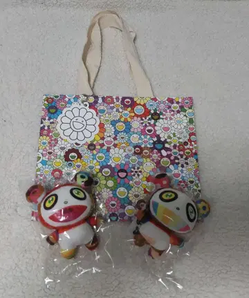 쇼핑백 포함 무라카미 다카시 봉제 인형 팬더 부자 세트 카이카이키키