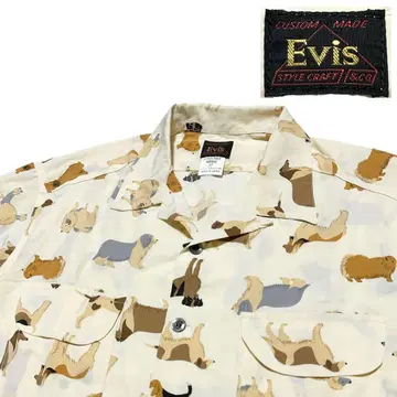 일본제 EVIS 에비수 개 올 패턴 오픈 카라 셔츠