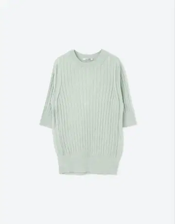 SLOANE 18G 와이드 리브 실크 5분 소매 크루넥
