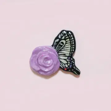 호랑나비 나비 장미 로즈 오비 고정 띠 보라색 퍼플