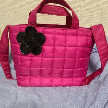 MARY QUANT 핑크 퀼팅 숄더백