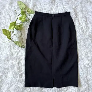 HANAE MORI 미디 스커트 (XL) 울 고급 타이트 네이비