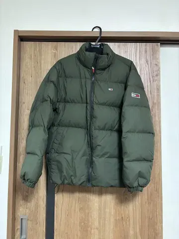 tommy 다운 자켓 후드 부착 카키