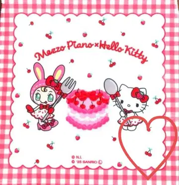 미사용 새상품 헬로키티 베리에짱 메조 피아노 콜라보 손수건 딸기