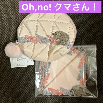 치카자와 레이스 Oh,no! 곰돌이 타월 손수건 라운드 파우치 핑크