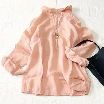 FRAMeWORK 린넨 긴팔 셔츠 핑크 계열 멋스러운 돌려입기