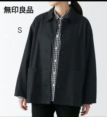 새상품 무인양품 나무 열매에서 만든 카복 혼방 셔츠 자켓 블랙 S