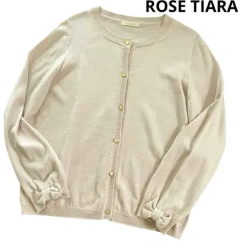 새상품급 ROSE TIARA 비쥬 버튼 가디건 리본