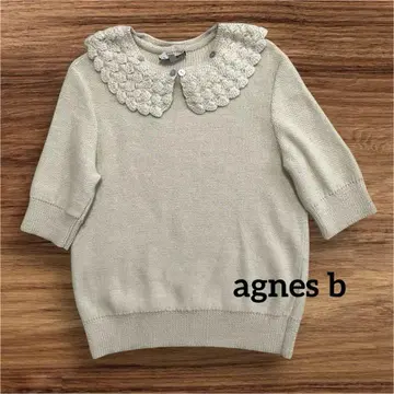 Agnes b PARIS 반팔 니트 아이보리 레어! 알파카 100%