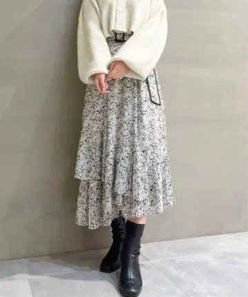 SNIDEL Sustainable 프린트 플리츠 캉캉 스커트