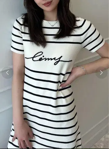 eimy 클래식 보더 니트 미니 원피스