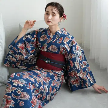 우타타네 유카타 오비 일본 나막신 3종 세트 미사용 새상품