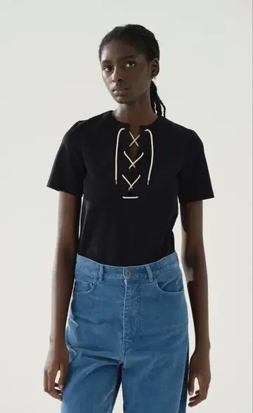 새상품 AURALEE WETSUIT JERSEY LACE UP TEE