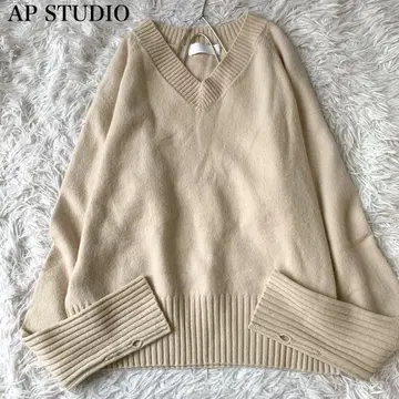 AP STUDIO V넥 풀오버 니트 보송보송 오버 사이즈 울