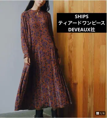 가을 컬러 SHIPS 쉽스 DEVEAUX사 금실 티어드 원피스