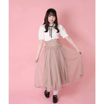 ROJITA 로지타 하트 ZIP 롱 샤샤 스커트 (핑크)